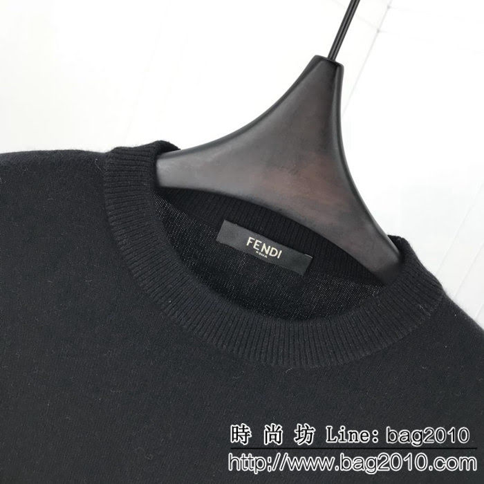 FENDI芬迪 18ss秋冬新款 斜杠FF提花logo 手感柔軟舒適保暖 男款貂絨衫 45%貂絨55%羊毛面料 ydi2312